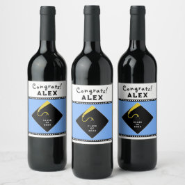 ライトブルー卒業パーティー ワインラベル