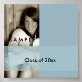 ライトブルー卒業写真オートグラフポスター ポスター (正面)