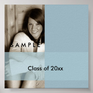 ライトブルー卒業写真オートグラフポスター ポスター