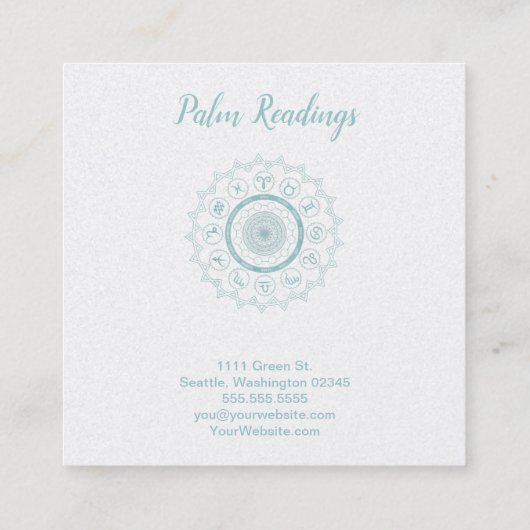 ライトブルー占星術シンボルや象徴スクエア名刺 スクエア名刺 (裏面)