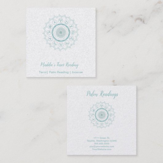 ライトブルー占星術シンボルや象徴スクエア名刺 スクエア名刺 (正面/裏面)