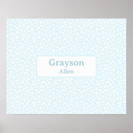 ライトブルー名前をカスタムするボーイ子供部屋デコール ポスター (正面)
