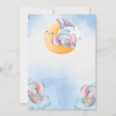 ライトブルー図解入りの、写真付きのベビーシャワー招待状 セーブザデート (裏面)