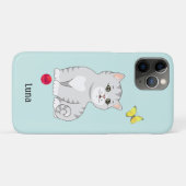 ライトブルー地に可愛いオレンジタビーキティ Case-Mate iPhoneケース (裏面(横))