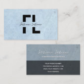 ライトブルー大理石構造モノグラムエレガントストリップ 名刺 (正面/裏面)