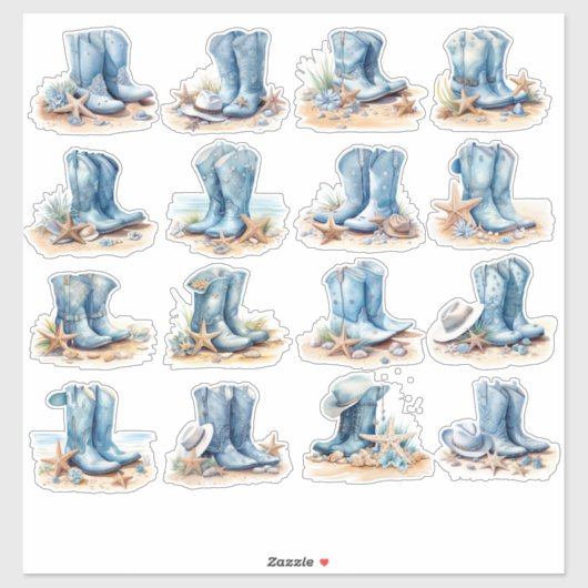 ライトブルー女性のカーボーイブーツ シール (シート)