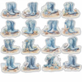 ライトブルー女性のカーボーイブーツ シール (正面)