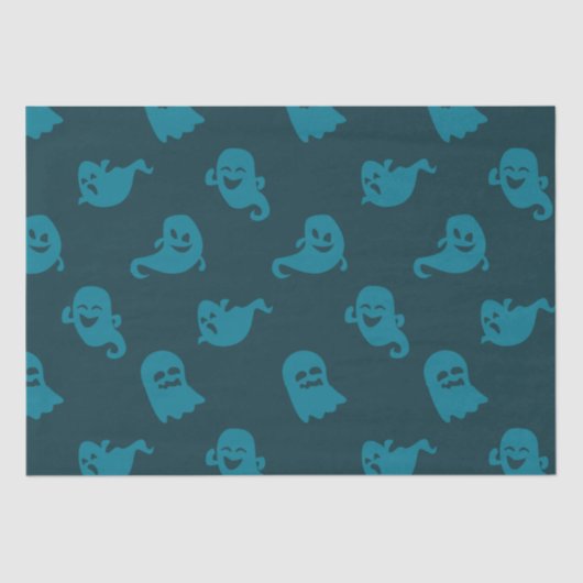 ライトブルー幽霊ダークブルーハロウィーン 薄葉紙 (正面)