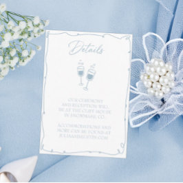 ライトブルー手描き新郎新婦詳細 エンクロージャーカード