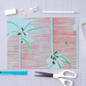 ライトブルー日本ののプリントパターンティッシュペーパー 薄葉紙 (クラフト)