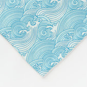 ライトブルー日本の波毛布 フリースブランケット (角)