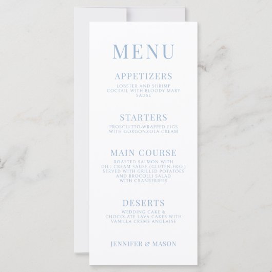 ライトブルー春フラワーガーデン結婚のメニューカード (正面)