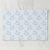 ライトブルー木製ロッキングホース男の赤ちゃんシャワー ペーパーパッド (正面)