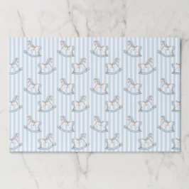 ライトブルー木製ロッキングホース男の赤ちゃんシャワー ペーパーパッド