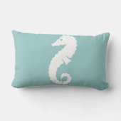 ライトブルー枕に白い海馬 ランバークッション (裏面)