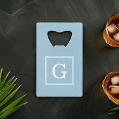 ライトブルー枠モノグラム クレジットカード栓抜き