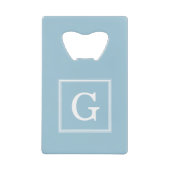 ライトブルー枠モノグラム クレジットカード栓抜き (正面)