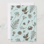 ライトブルー植物性モノグラム結婚クレスト 招待状 (裏面)