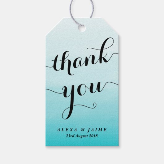 ライトブルー水の色ありグラデーションがとう ギフトタグ (正面)