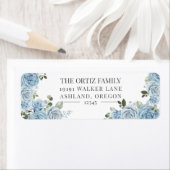 ライトブルー水カラーバラ差出人住所ラベル ラベル (インサイチュ)