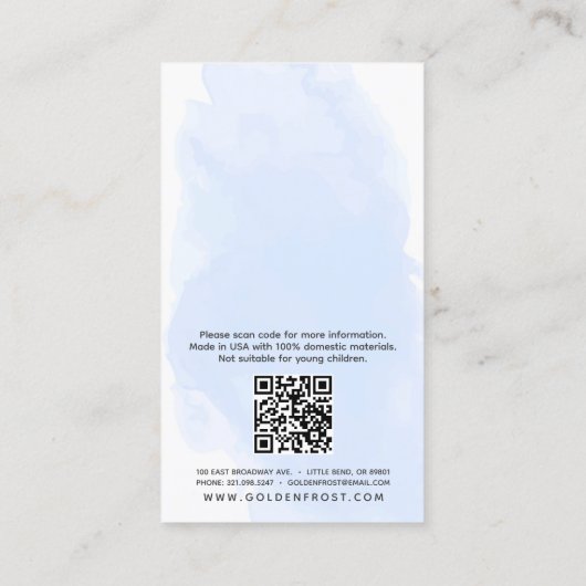 ライトブルー水彩金ゴールドイヤリングジュエリー表示 名刺 (裏面)