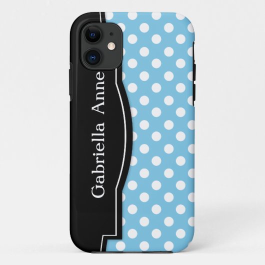 ライトブルー水玉模様ブラックフレームiPhone 5ケース Case-Mate iPhoneケース (裏面)