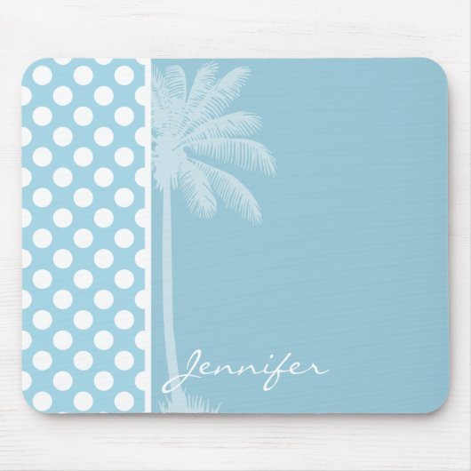 ライトブルー水玉模様; Palm マウスパッド (正面)