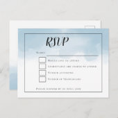 ライトブルー水色スクリプトウェディングRSVP ポストカード (正面/裏面)