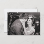 ライトブルー水色ブラックスクリプトフォト結婚ズ サンキューカード (裏面)