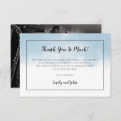 ライトブルー水色ブラックスクリプトフォト結婚ズ サンキューカード (正面/裏面)