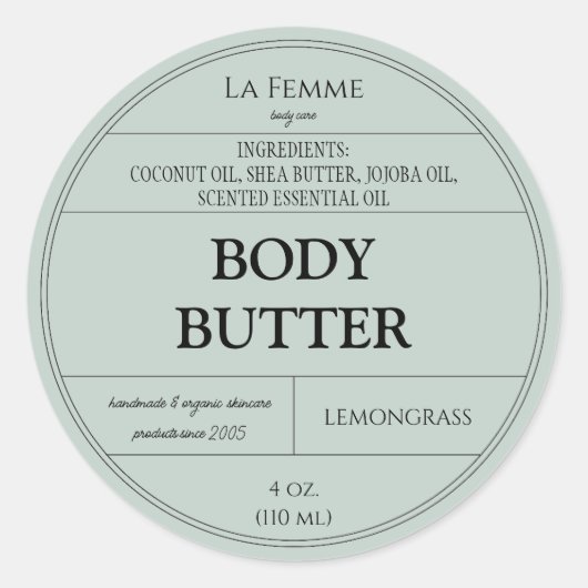 ライトブルー沿岸ミニマル化粧品製品ラベル ラウンドシール (正面)