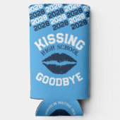 ライトブルー海軍キスをする卒業学校別 スリム缶クーラー (裏面)