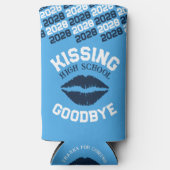 ライトブルー海軍キスをする卒業学校別 スリム缶クーラー (正面)