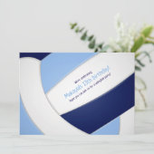 ライトブルー海軍バレーボールの女の子の誕生日 招待状 (スタンド正面)