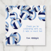 ライトブルー海軍バレーボール子供の誕生日パーティー フェイバータグ (正面)