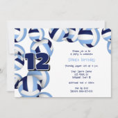 ライトブルー海軍バレーボール子供の誕生日パーティー 招待状 (正面)