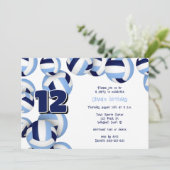 ライトブルー海軍バレーボール子供の誕生日パーティー 招待状 (スタンド正面)