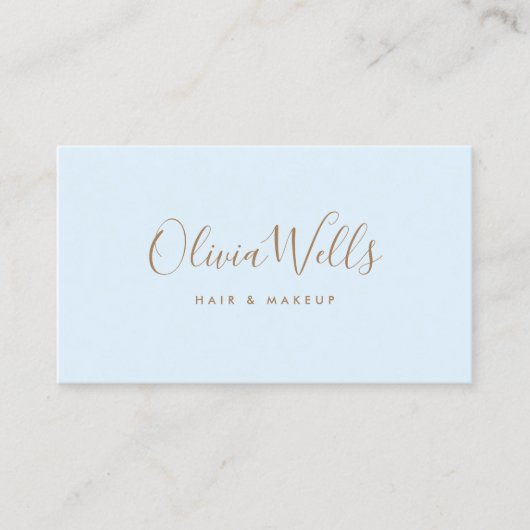 ライトブルー淡い色の手書きスクリプトソーシャルメディア 名刺 (正面)