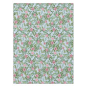 ライトブルー淡い色の&ピンク牡丹バラフローラ結婚ズ テーブルクロス (正面)