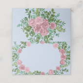ライトブルー淡い色の&ピンク牡丹バラフローラ結婚ズ プレイスカード (外部開封)