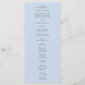 ライトブルー淡い色の&ピンク牡丹バラ結婚式 プログラム (裏面)