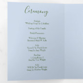 ライトブルー淡い色の&ピンク牡丹&バラ結婚ズ 三つ折りプログラム (内部最初)