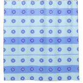 ライトブルー濃い青の花パターン シャワーカーテン (正面)