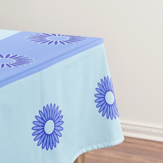 ライトブルー濃い青の花パターン テーブルクロス (インサイチュ)