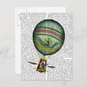 ライトブルー熱気球 ポストカード (正面/裏面)