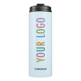 ライトブルー熱水瓶会社ロゴ12oz タンブラー