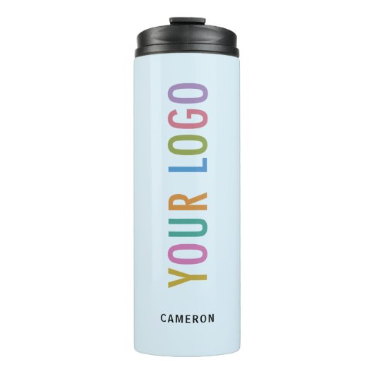 ライトブルー熱水瓶会社ロゴ12oz タンブラー (正面)