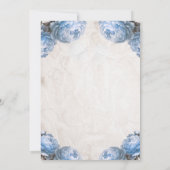 ライトブルー牡丹の花素朴ヴィンテージ結婚ズ 招待状 (裏面)