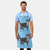 ライトブルー猫のタビーキャットのペット動物エプロン エプロン (着用した状態)