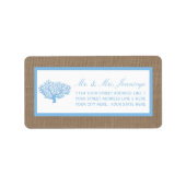 ライトブルー王室のビーチコーラルオンバーラップ結婚ズ ラベル (正面)